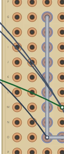 Clipping return G14–O14, adjacent to the right-edge row labels. This is the path removed in the fault experiment.