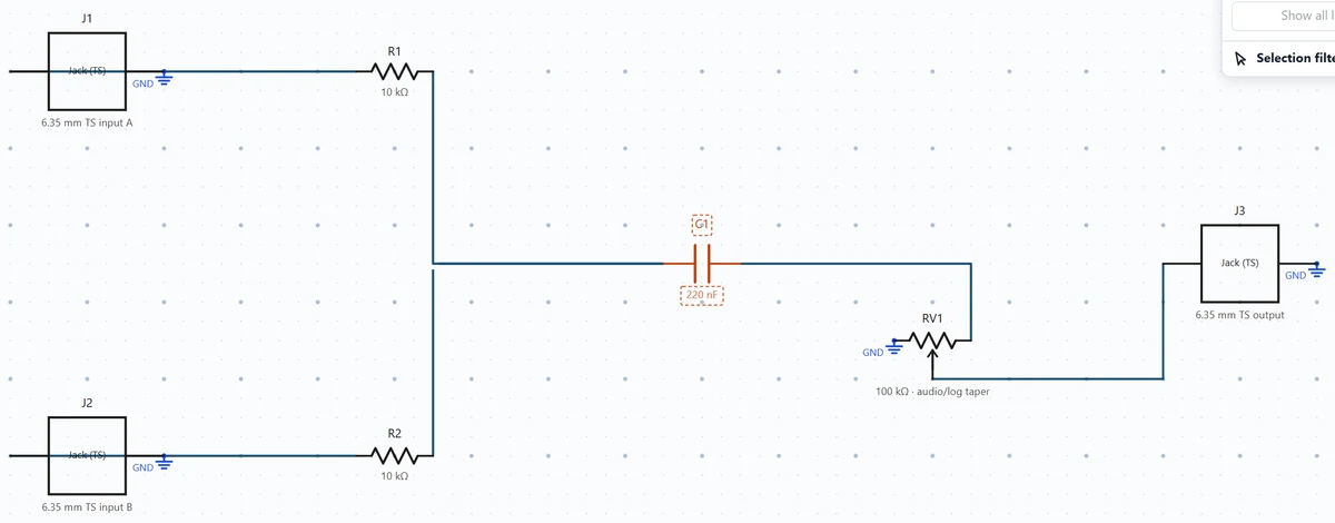 Trace the completed schematic, including explicit return paths, coupling and control connections.