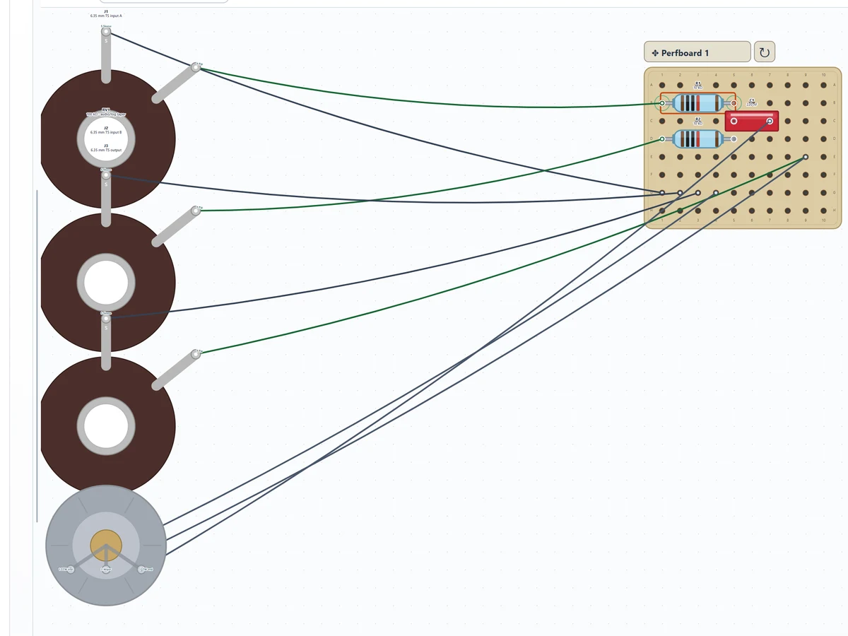 Connect the off-board jack sleeves, tips and any level or power hardware to the exact modeled endpoints.