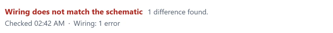 Remove the identified connection or cut and run a new check: this deliberate fault must be reported.