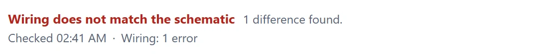 Remove the identified connection or cut and run a new check: this deliberate fault must be reported.