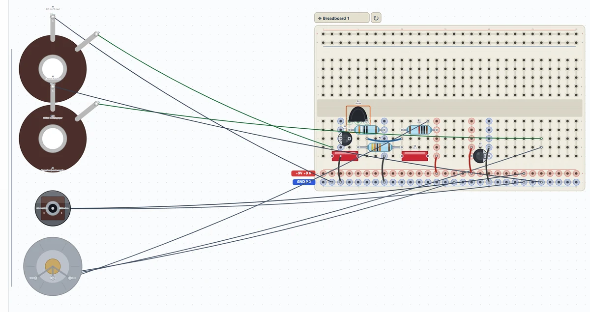 Connect the off-board jack sleeves, tips and any level or power hardware to the exact modeled endpoints.