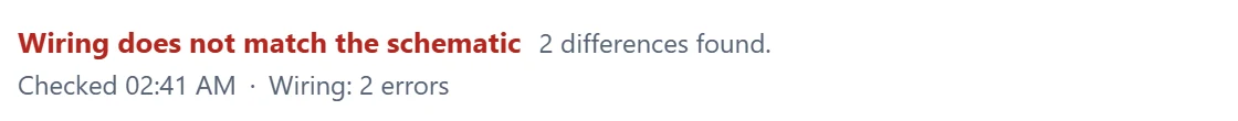 Remove the identified connection or cut and run a new check: this deliberate fault must be reported.